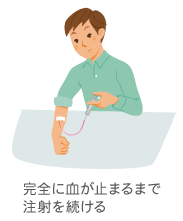 完全に血が止まるまで注射を続ける