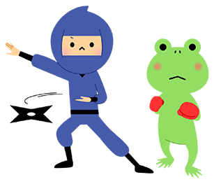 忍者とカエルのイラスト