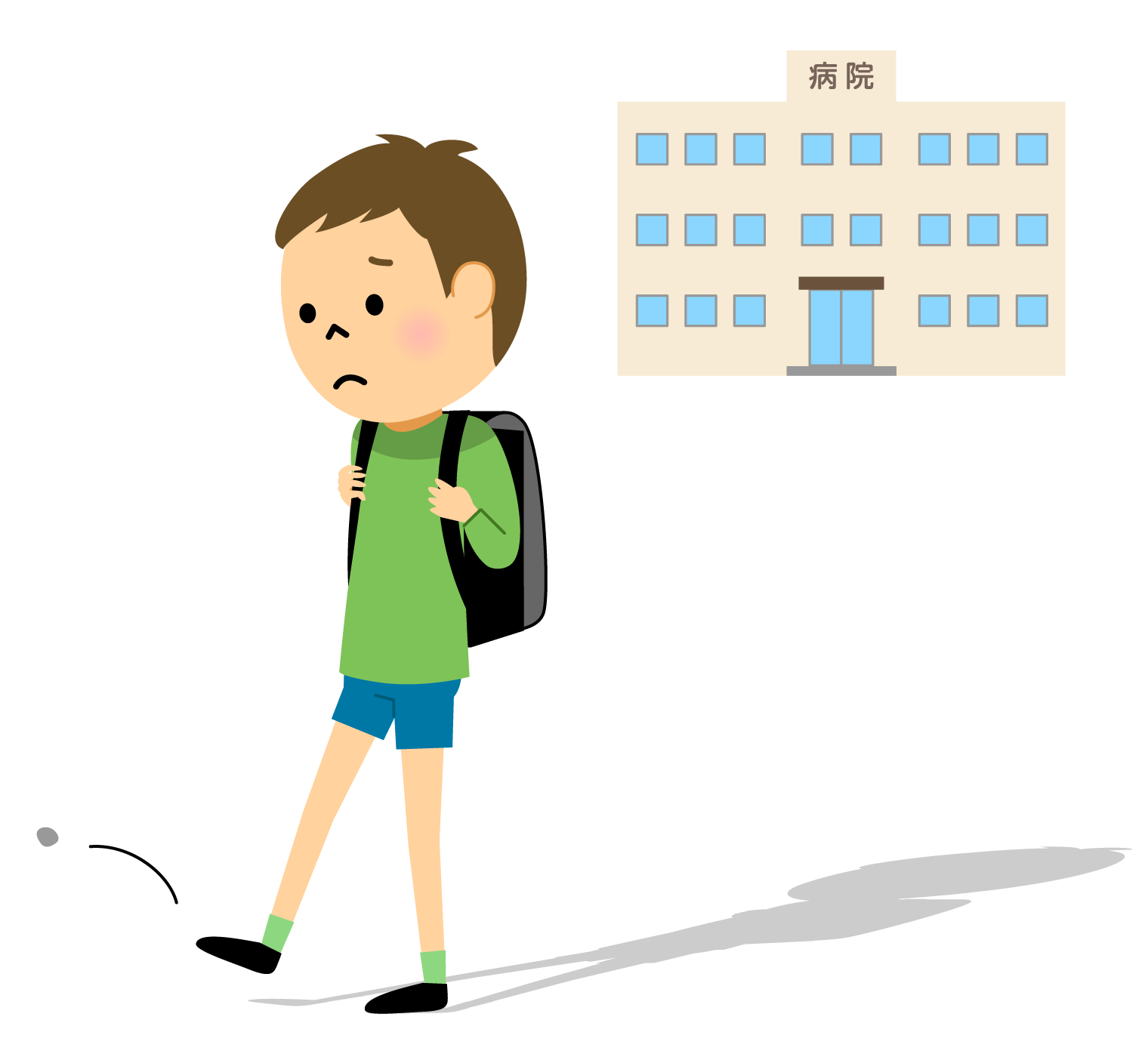 自分だけ遊べず、落ち込んでいる様子の男の子のイラスト