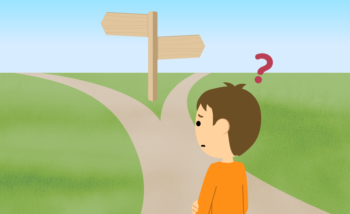 道に迷っている子供のイラスト
